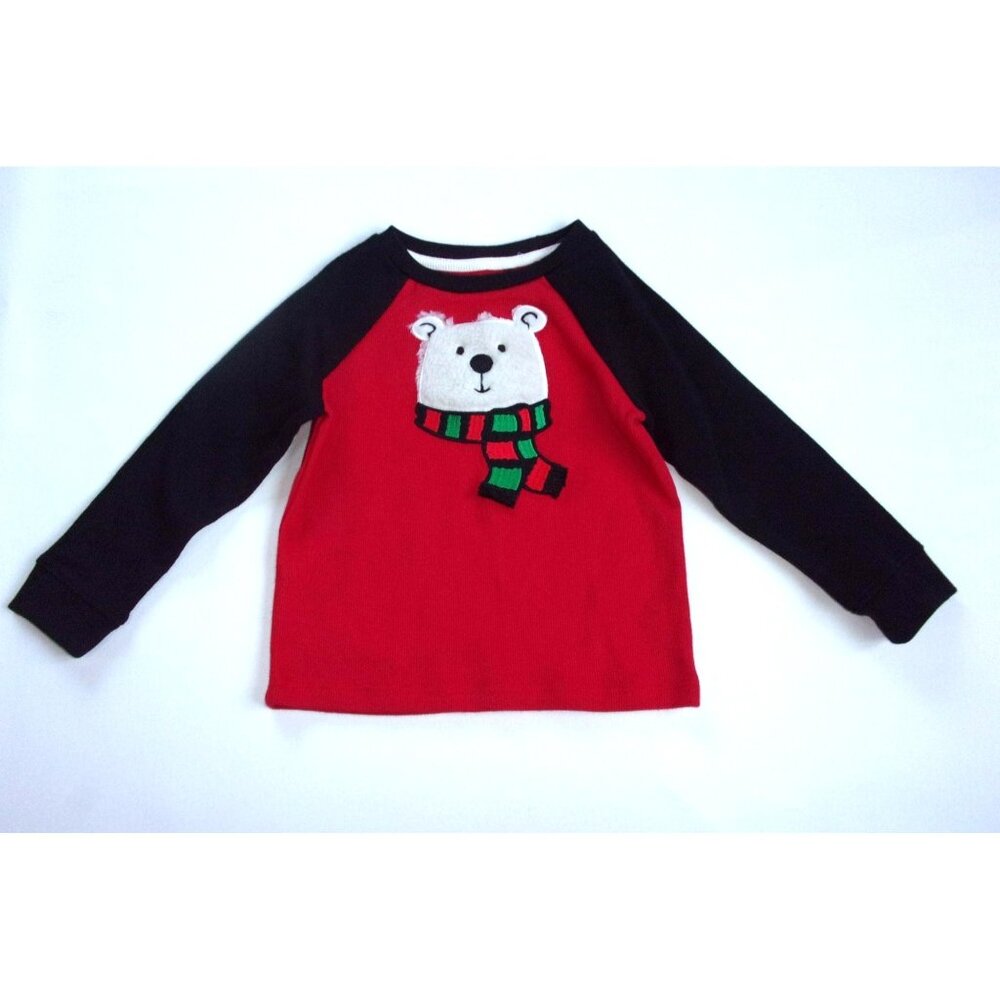 Lightning Bug Boy's Christmas Polar Bear Shirt Red Black Long Sleeve 4T NWT $30